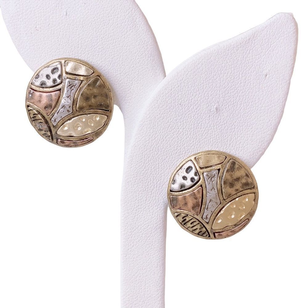 Dome Round 3D Disc Multicolor Stud Earrings Gypsy Bohemian‎ Boho